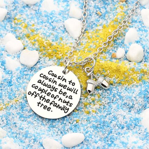 قلادة ابن عم lauhonmin هدايا عائلية - ابن عم لابن العم سنكون دائمًا زوجًا من المكسرات من شجرة العائلة من الفولاذ المقاوم للصدأ in Kuwait