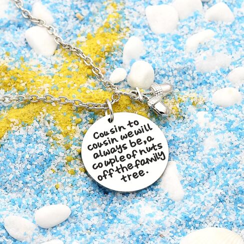 قلادة ابن عم lauhonmin هدايا عائلية - ابن عم لابن العم سنكون دائمًا زوجًا من المكسرات من شجرة العائلة من الفولاذ المقاوم للصدأ in Kuwait