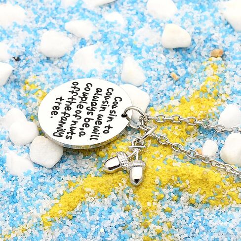 قلادة ابن عم lauhonmin هدايا عائلية - ابن عم لابن العم سنكون دائمًا زوجًا من المكسرات من شجرة العائلة من الفولاذ المقاوم للصدأ in Kuwait