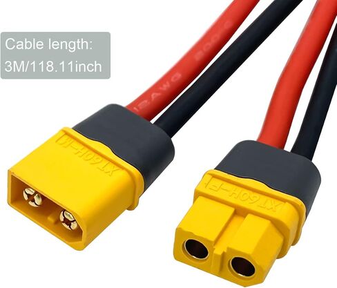 XT60 XT60h Male to XT60h XT-60 Female Connector with 1M 12AWG Silicon Wire for RC Lipo Battery FPV Drone in Saudi Arabia