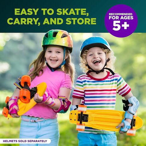 لوح تزلج صغير قياسي - لوح تزلج مزدوج كامل بطول 6 بوصات من البولي بروبيلين مع شاحنة من سبائك الألومنيوم مقاس 3.25 بوصة، وعجلات من البولي يوريثان مع إضاءة LED - للأطفال والمراهقين والبالغين (أصفر) in Kuwait