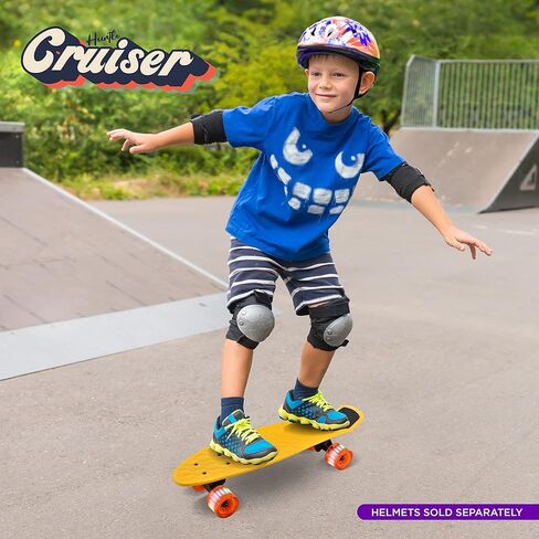 لوح تزلج صغير قياسي - لوح تزلج مزدوج كامل بطول 6 بوصات من البولي بروبيلين مع شاحنة من سبائك الألومنيوم مقاس 3.25 بوصة، وعجلات من البولي يوريثان مع إضاءة LED - للأطفال والمراهقين والبالغين (أصفر) in Kuwait