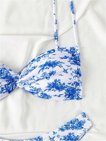 MakeMeChic Women's Bikini Set Graphic Print Twist Front Backless Summer Swimsuit Bathing Suit in Saudi Arabia