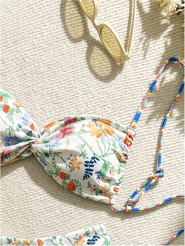 MakeMeChic Women's Bikini Set Graphic Print Twist Front Backless Summer Swimsuit Bathing Suit in Saudi Arabia