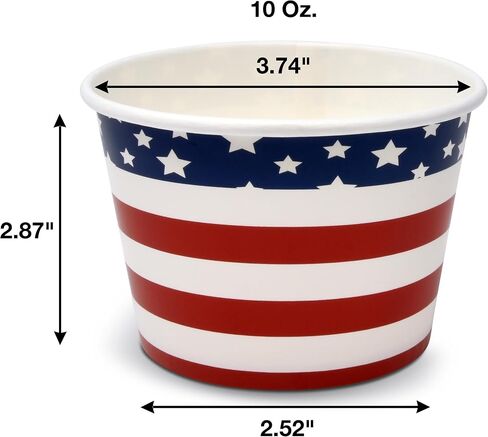 50 Count Patriotic American Flag Treat Snack Cups 10 Oz. Disposable Paper Cup Ice Cream Dessert Ices Bowls July Fourth Uncle Sam Hat For Frozen Treats Cupcakes USA Party Favor Supplies Decorations in Saudi Arabia