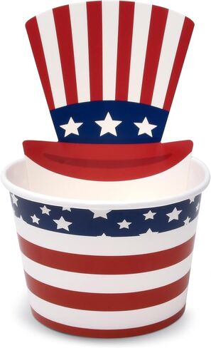 50 Count Patriotic American Flag Treat Snack Cups 10 Oz. Disposable Paper Cup Ice Cream Dessert Ices Bowls July Fourth Uncle Sam Hat For Frozen Treats Cupcakes USA Party Favor Supplies Decorations in Saudi Arabia