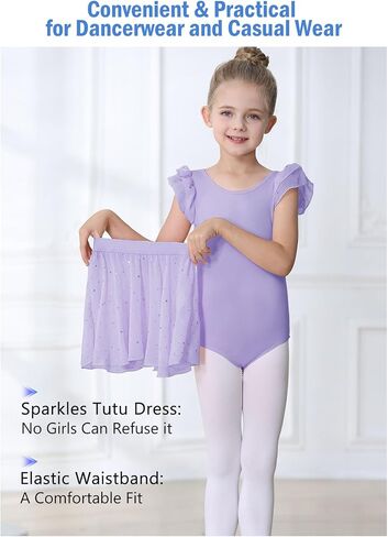 MERIABNY Ballet Leotards for Girls Ruffle Sleeves Dance Leotard With Detachable Skirt in Saudi Arabia