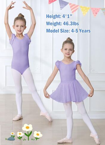 MERIABNY Ballet Leotards for Girls Ruffle Sleeves Dance Leotard With Detachable Skirt in Saudi Arabia