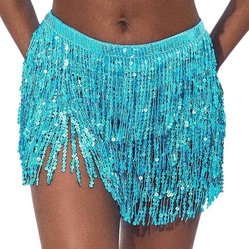 Twinklede بوهو هامش تنورة الترتر شرابة الرقص الشرقي وشاح الورك الهذيان حزب التنانير أحزمة للنساء والفتيات (2 قطع) in Kuwait