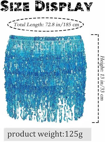 Twinklede بوهو هامش تنورة الترتر شرابة الرقص الشرقي وشاح الورك الهذيان حزب التنانير أحزمة للنساء والفتيات (2 قطع) in Kuwait