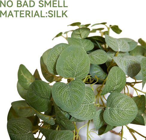 بارتي جوي قطعتان من النباتات المزيفة المعلقة مع سلتين، نباتات صناعية معلقة مزيفة من الأوكالبتوس لغرفة الحائط وفناء المنزل وديكور داخلي وخارجي in Kuwait