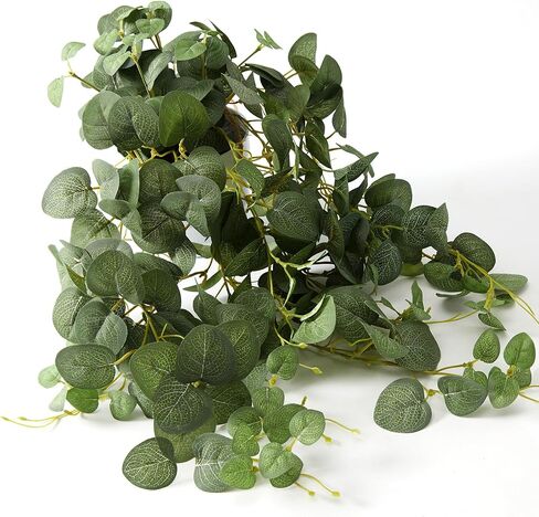 بارتي جوي قطعتان من النباتات المزيفة المعلقة مع سلتين، نباتات صناعية معلقة مزيفة من الأوكالبتوس لغرفة الحائط وفناء المنزل وديكور داخلي وخارجي in Kuwait