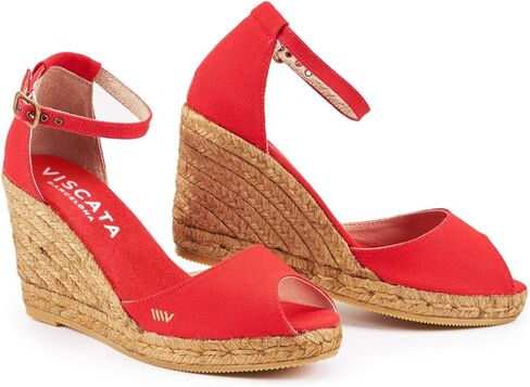 Viscata Aiguafreda Espadrille Canvas Wedges Spain Handmade 3 ½" Heel Women's Open Toe Sandals with Breathable Organic Cotton Canvas and 100% Natural Jute Midsole for all Occasions: Casual, Work, Party in Kuwait