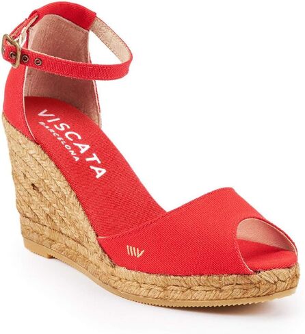 Viscata Aiguafreda Espadrille Canvas Wedges Spain Handmade 3 ½" Heel Women's Open Toe Sandals with Breathable Organic Cotton Canvas and 100% Natural Jute Midsole for all Occasions: Casual, Work, Party in Kuwait