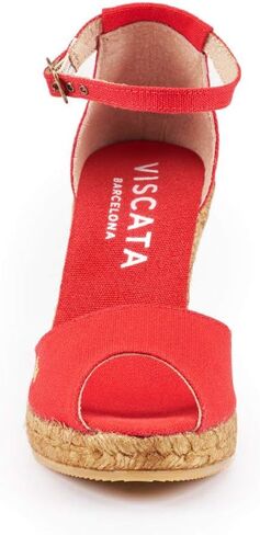 Viscata Aiguafreda Espadrille Canvas Wedges Spain Handmade 3 ½" Heel Women's Open Toe Sandals with Breathable Organic Cotton Canvas and 100% Natural Jute Midsole for all Occasions: Casual, Work, Party in Kuwait
