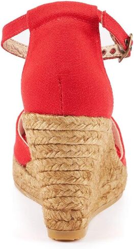 Viscata Aiguafreda Espadrille Canvas Wedges Spain Handmade 3 ½" Heel Women's Open Toe Sandals with Breathable Organic Cotton Canvas and 100% Natural Jute Midsole for all Occasions: Casual, Work, Party in Kuwait