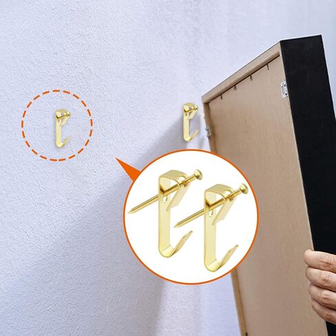 120 قطعة من خطافات الصور شديدة التحمل بوزن 30 رطل و50 رطل مع مجموعة أظافر، مجموعة أدوات تعليق الصور الاحترافية بحجمين على الحوائط الجافة مناسبة للصور والديكورات والساعات والملابس K-026-Box in Kuwait