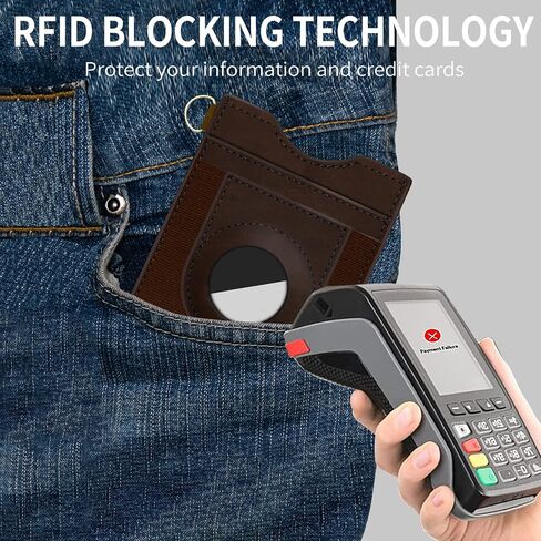 AirTag Wallet for Men, Slim Minimalist Elastic Genuine Leather Vertical Small Wallet with RFID Blocking for Front Pocket in Saudi Arabia
