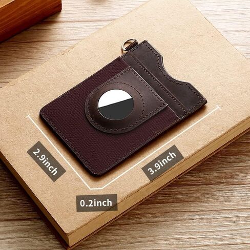 AirTag Wallet for Men, Slim Minimalist Elastic Genuine Leather Vertical Small Wallet with RFID Blocking for Front Pocket in Saudi Arabia