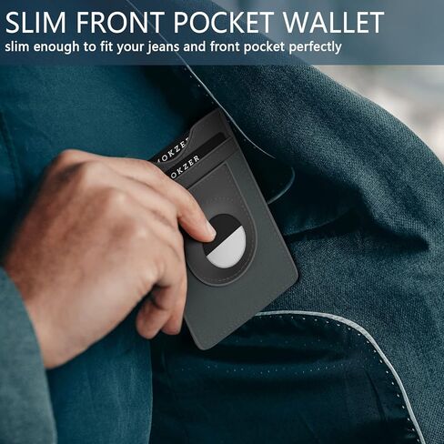 محفظة AirTag للرجال، محفظة صغيرة عمودية من الجلد الأصلي المرن والنحيف مع حجب RFID للجيب الأمامي in Kuwait