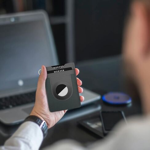 محفظة AirTag للرجال، محفظة صغيرة عمودية من الجلد الأصلي المرن والنحيف مع حجب RFID للجيب الأمامي in Kuwait