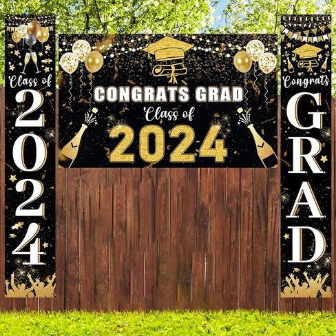 2024 Graduation Decorations, Class of 2024 Decorations 70 x12 Inch Graduations Banner and 70 x43 Inch Graduations Backdrop, Graduation Decorations Class of 2024 in Saudi Arabia