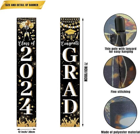 2024 Graduation Decorations, Class of 2024 Decorations 70 x12 Inch Graduations Banner and 70 x43 Inch Graduations Backdrop, Graduation Decorations Class of 2024 in Saudi Arabia