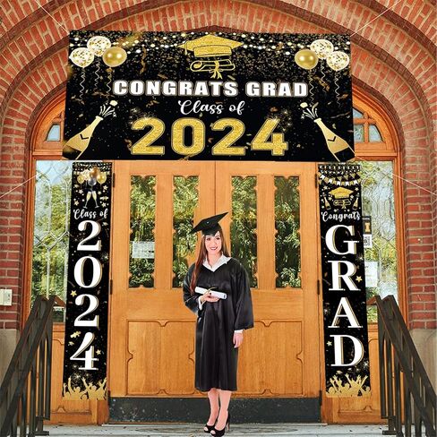 2024 Graduation Decorations, Class of 2024 Decorations 70 x12 Inch Graduations Banner and 70 x43 Inch Graduations Backdrop, Graduation Decorations Class of 2024 in Saudi Arabia