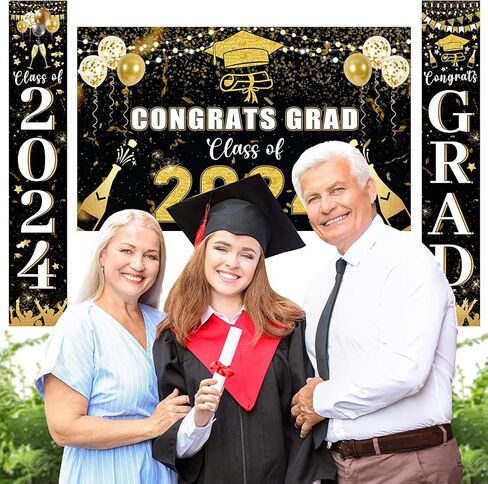2024 Graduation Decorations, Class of 2024 Decorations 70 x12 Inch Graduations Banner and 70 x43 Inch Graduations Backdrop, Graduation Decorations Class of 2024 in Saudi Arabia