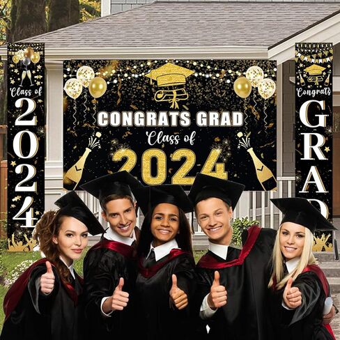 2024 Graduation Decorations, Class of 2024 Decorations 70 x12 Inch Graduations Banner and 70 x43 Inch Graduations Backdrop, Graduation Decorations Class of 2024 in Saudi Arabia