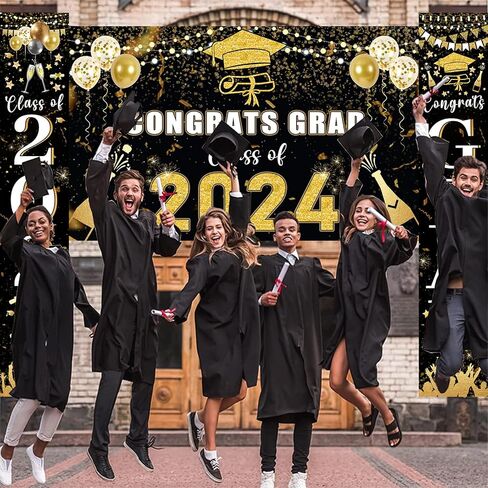 2024 Graduation Decorations, Class of 2024 Decorations 70 x12 Inch Graduations Banner and 70 x43 Inch Graduations Backdrop, Graduation Decorations Class of 2024 in Saudi Arabia