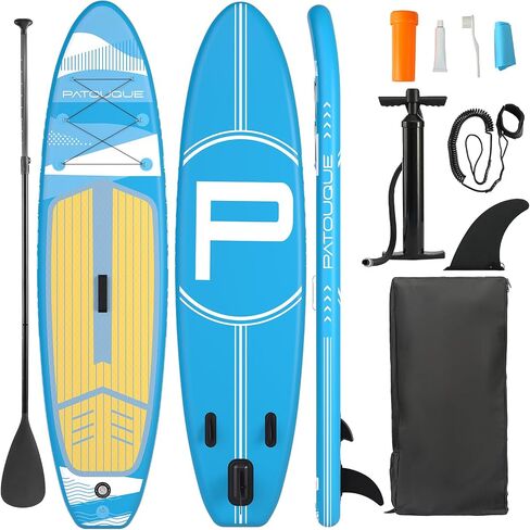 Inflatable Stand Up Paddle Board 10'7''x34'' with Durable SUP Accessories, Wide Paddleboard Stable Design, ISUP Carry Bag, Paddle, Pump, Leash, Non-Slip EVA Deck for Adults&Youth of All Skill Levels in Saudi Arabia
