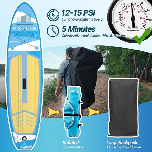 Inflatable Stand Up Paddle Board 10'7''x34'' with Durable SUP Accessories, Wide Paddleboard Stable Design, ISUP Carry Bag, Paddle, Pump, Leash, Non-Slip EVA Deck for Adults&Youth of All Skill Levels in Saudi Arabia
