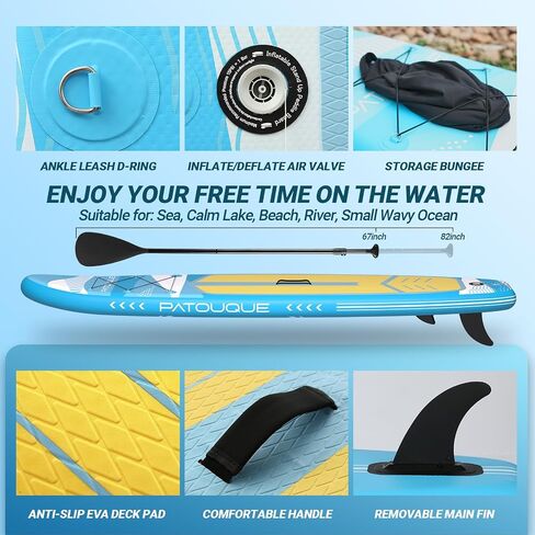 Inflatable Stand Up Paddle Board 10'7''x34'' with Durable SUP Accessories, Wide Paddleboard Stable Design, ISUP Carry Bag, Paddle, Pump, Leash, Non-Slip EVA Deck for Adults&Youth of All Skill Levels in Saudi Arabia