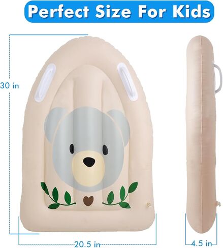 Inflatable Surf Body Board with Handles, Boogie Boards for Beach,Portable Swimming Surfboard for Kids Learning Surfing & Swimming，Lightweight Swiming Surf Board for Summer Floating Fun-Bear Head in Kuwait