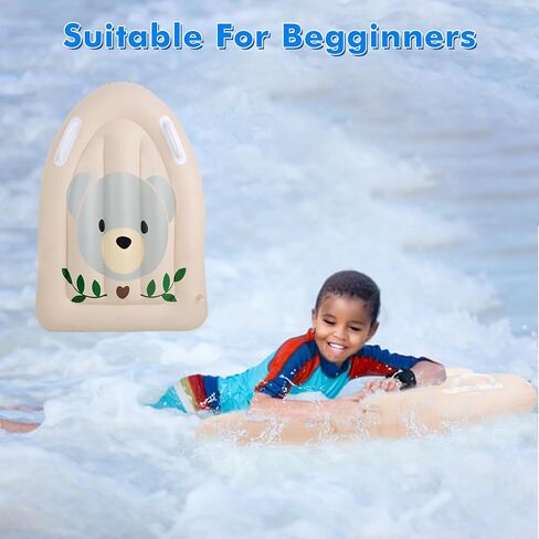 Inflatable Surf Body Board with Handles, Boogie Boards for Beach,Portable Swimming Surfboard for Kids Learning Surfing & Swimming，Lightweight Swiming Surf Board for Summer Floating Fun-Bear Head in Saudi Arabia