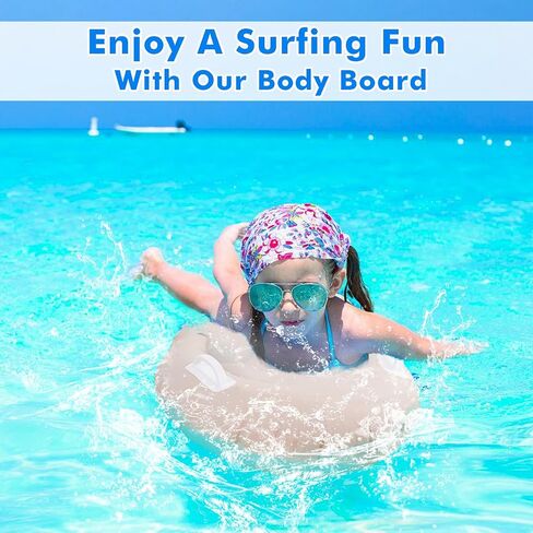 Inflatable Surf Body Board with Handles, Boogie Boards for Beach,Portable Swimming Surfboard for Kids Learning Surfing & Swimming，Lightweight Swiming Surf Board for Summer Floating Fun-Bear Head in Kuwait