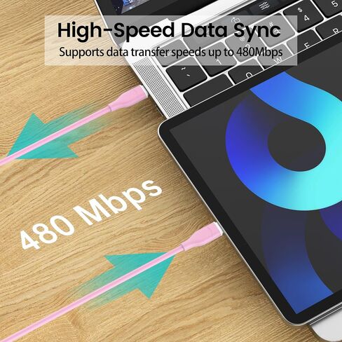 USB-C to USB-C Fast Charging Cable (2-Pack, 6ft) 60W Type C Charger Cable for Apple Certified USB C Cord Compatible with iPhone 15 Pro Max Plus Samsung S24 S23 S22 MacBook Air iPad Pro - Pink in Saudi Arabia