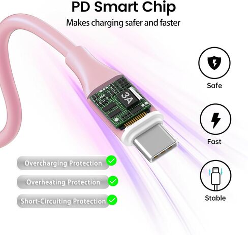 USB-C to USB-C Fast Charging Cable (2-Pack, 6ft) 60W Type C Charger Cable for Apple Certified USB C Cord Compatible with iPhone 15 Pro Max Plus Samsung S24 S23 S22 MacBook Air iPad Pro - Pink in Saudi Arabia