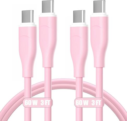 USB-C to USB-C Fast Charging Cable (2-Pack, 6ft) 60W Type C Charger Cable for Apple Certified USB C Cord Compatible with iPhone 15 Pro Max Plus Samsung S24 S23 S22 MacBook Air iPad Pro - Pink in Saudi Arabia