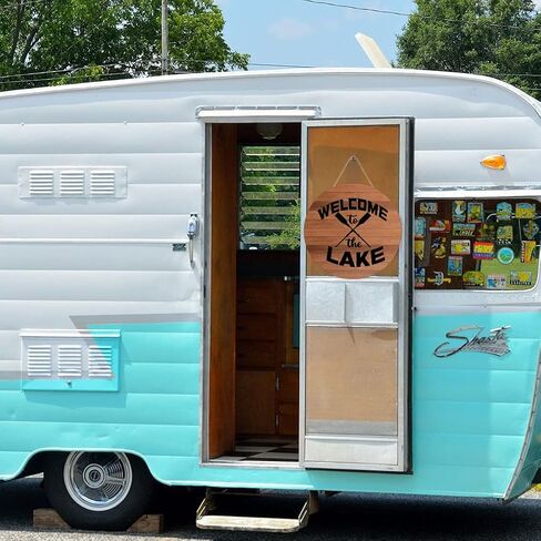 12 "X12" Round Wooden Signb for Front Door Decoration, Welcome to The Lake Wooden Sign Door Hanging for Farmhouse Porch Living Room Bedroom Front Door Kitchen Garden in Kuwait