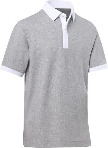 DEOLAX Mens Polo Shirts Fashion Colorblock Golf Polo Shirts Casual Classic Fit Soft Breathable Short Sleeve Polo Shirt in Saudi Arabia