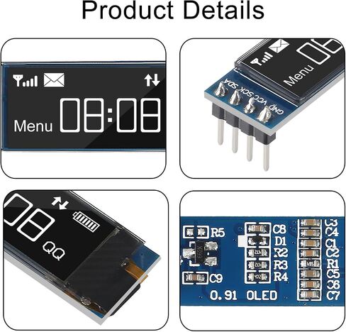 4pcs I2C Display Module 0.91 Inch I2C OLED Display Module I2C OLED Screen Driver DC 3.3V~5V 4PINS for Arduino ESP32 ESP8266 AVR PIC STM32 for Raspberry pi (10pcs Blue) in Saudi Arabia