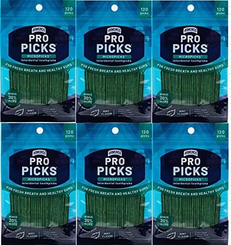 ProPicks MicroPick Dental Picks for Teeth Cleaning with Zinc Oxide – Disposable Plastic Toothpicks for Teeth & Gums – Protects Teeth & Massages Gums - 6 Packages x 120 Plastic Dental Picks in Saudi Arabia