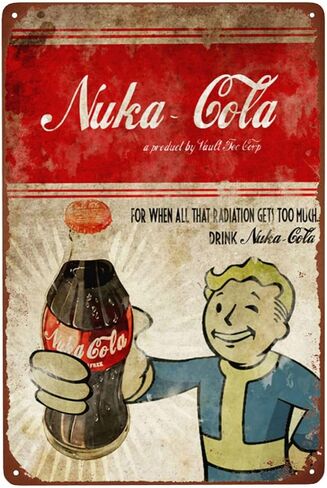 Nuka Cola Metal Sign, Bar Poster Vintage Tin Signs Man Cave Accessories Garage Backyard Wall Decor Art 12 x 8 Inch in Saudi Arabia