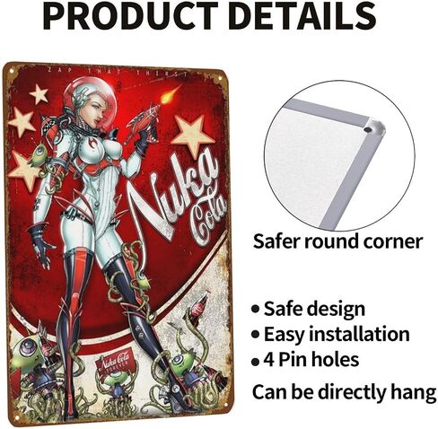 Nuka Cola Metal Sign, Bar Poster Vintage Tin Signs Man Cave Accessories Garage Backyard Wall Decor Art 12 x 8 Inch in Saudi Arabia