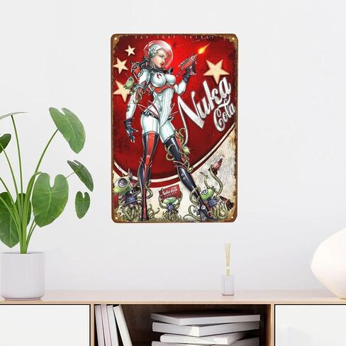 Nuka Cola Metal Sign, Bar Poster Vintage Tin Signs Man Cave Accessories Garage Backyard Wall Decor Art 12 x 8 Inch in Saudi Arabia
