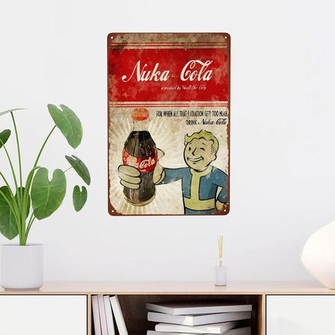 Nuka Cola Metal Sign, Bar Poster Vintage Tin Signs Man Cave Accessories Garage Backyard Wall Decor Art 12 x 8 Inch in Saudi Arabia