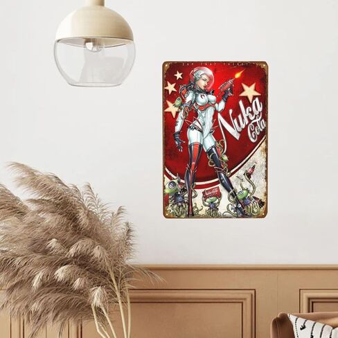 Nuka Cola Metal Sign, Bar Poster Vintage Tin Signs Man Cave Accessories Garage Backyard Wall Decor Art 12 x 8 Inch in Saudi Arabia