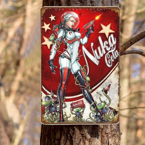 Nuka Cola Metal Sign, Bar Poster Vintage Tin Signs Man Cave Accessories Garage Backyard Wall Decor Art 12 x 8 Inch in Saudi Arabia